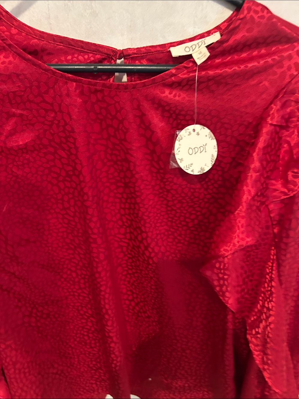 Cato Red Satin Textured Blouse